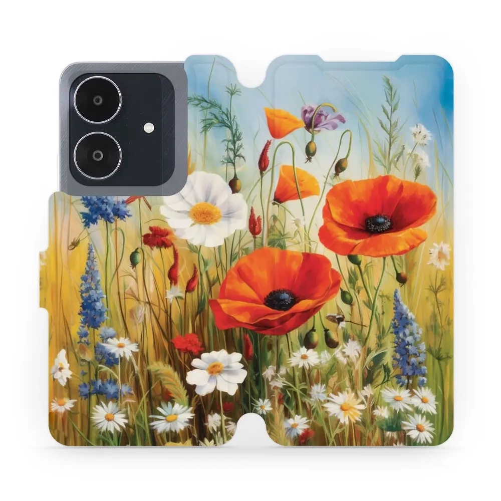 Image of Etui z klapką do Realme Note 60, Mobiwear Book, łąkowe kwiaty