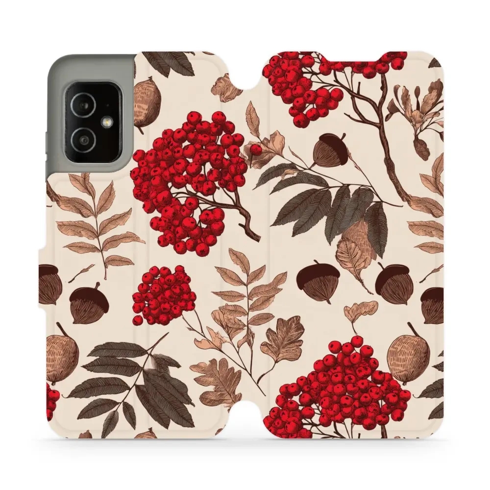 Etui z klapką do ASUS Zenfone 8, Mobiwear Book, jarzębina na ecru
