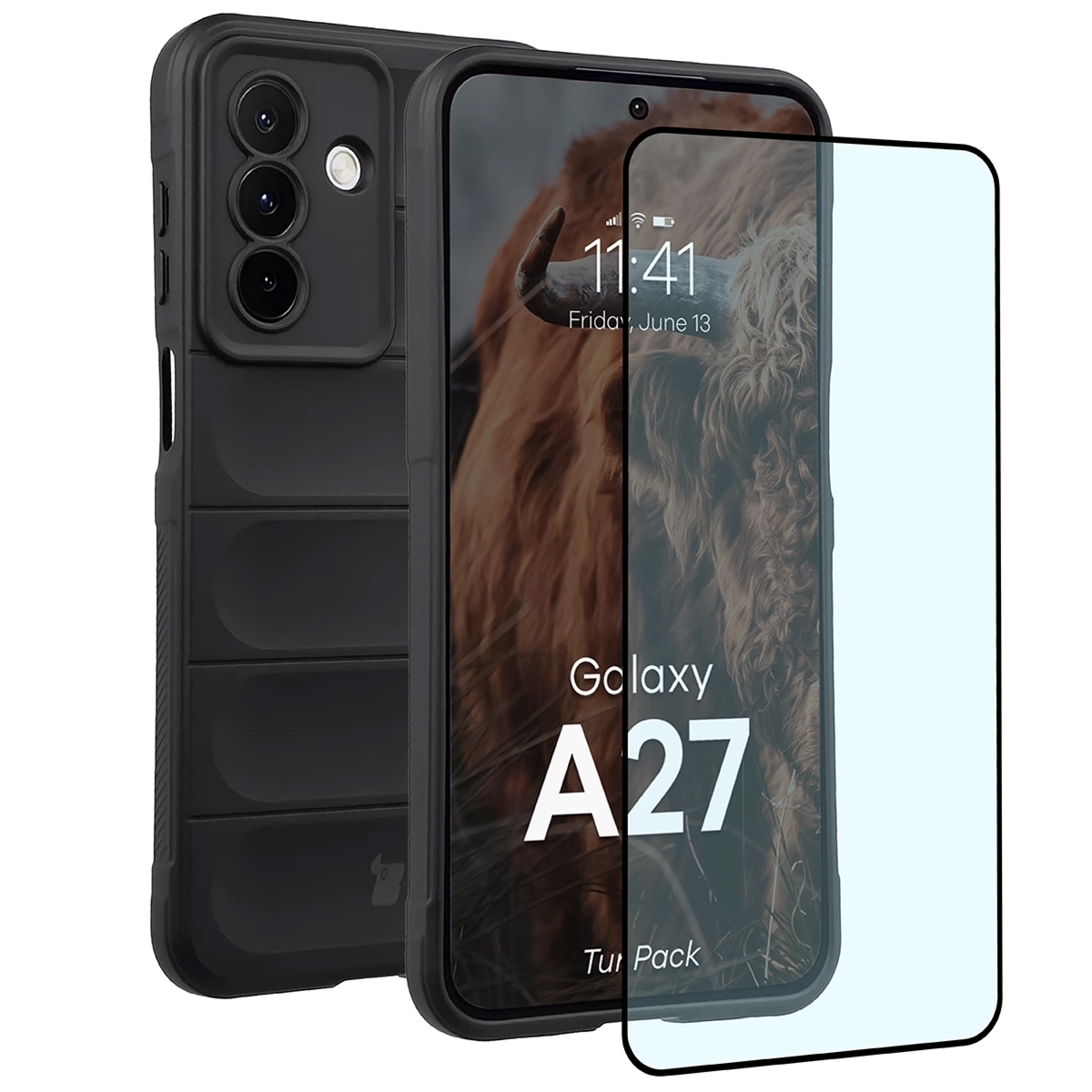 Pancerne etui + szkło hartowane Bizon Tur Pack do Galaxy A27 5G, czarne