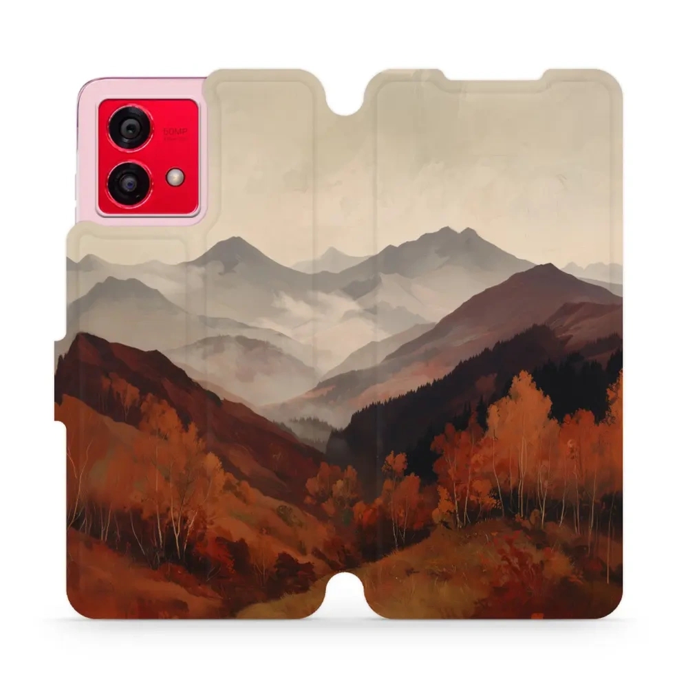 Etui z klapką do Motorola Moto G84 5G, Mobiwear Book, mglista dolina w górach