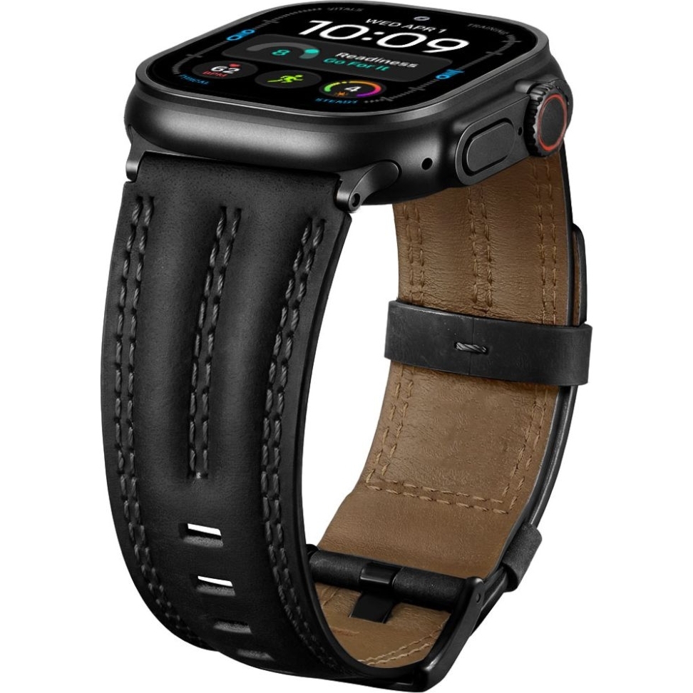 Pasek Tech Protect Leatherfit Craft do Apple Watch 44/45/46/49 mm, czarny