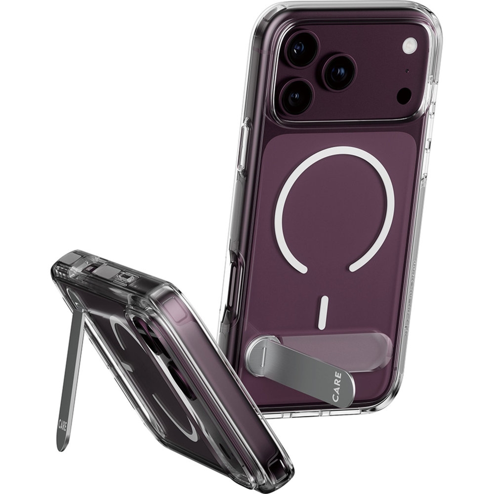 Etui CARE by PanzerGlass Kickstand Case do MagSafe do iPhone 18 Pro Max / 17 Pro Max, przezroczysto-białe