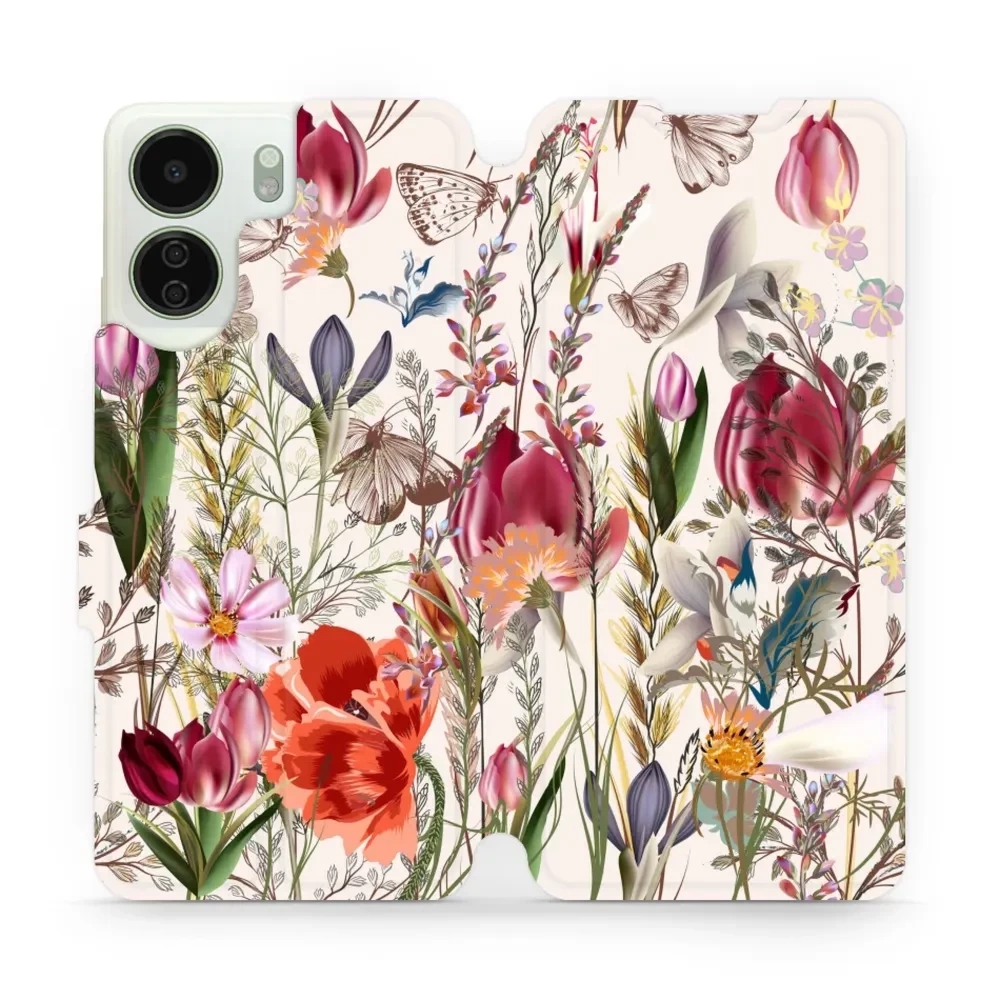 Etui z klapką do Xiaomi Redmi 13C 4G, Mobiwear Book, bukiet kwiatów