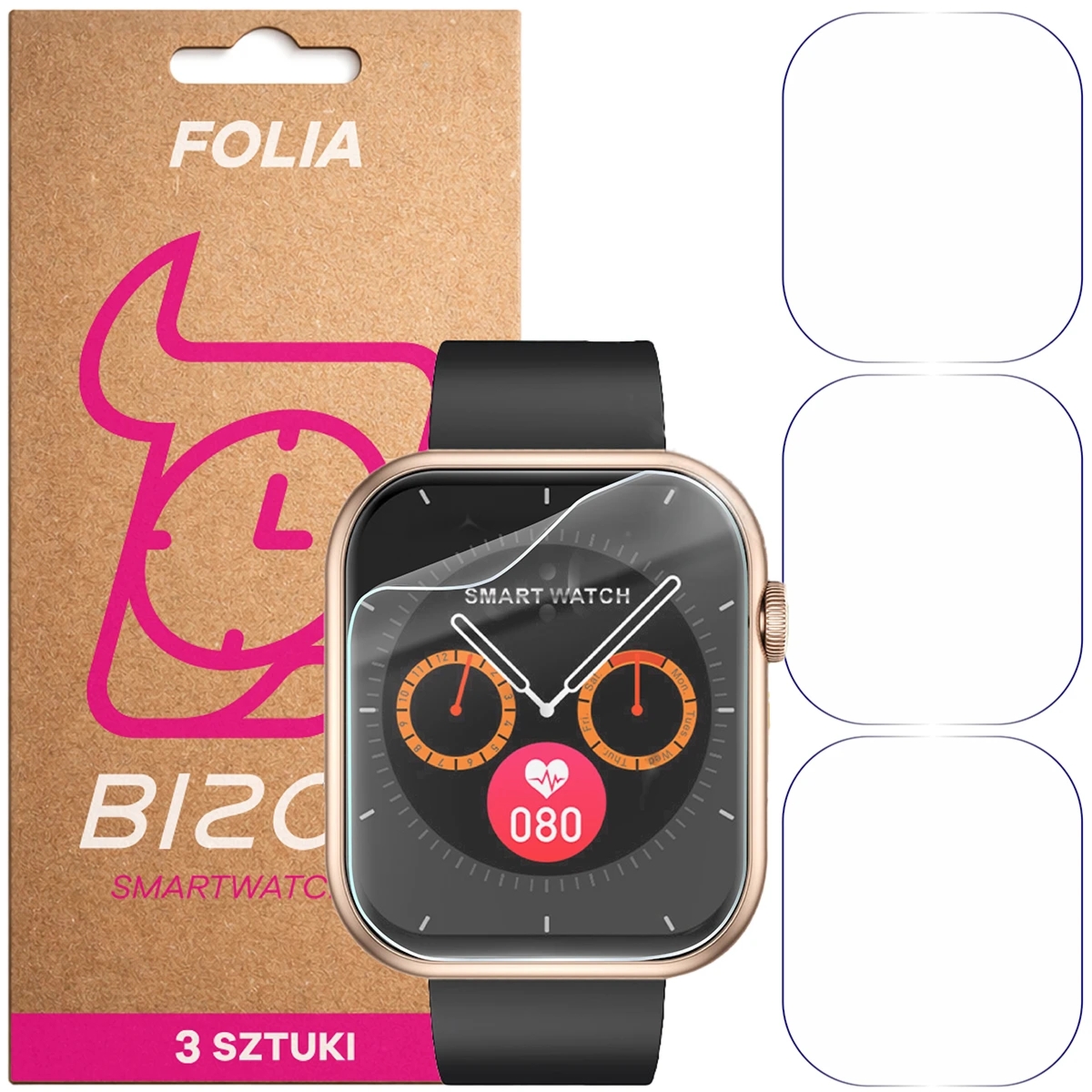Folia ochronna na ekran zegarka Bizon Watch Film HydroFlex do JG Smart QX7 Pro, 3 sztuki