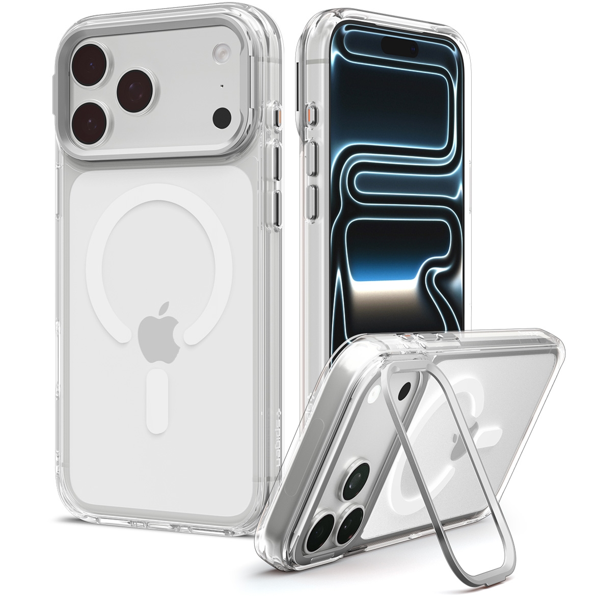 Etui Spigen Ultra Hybrid Optik S Mag do MagSafe do iPhone 18 Pro Max / 17 Pro Max, przezroczysto-srebrne