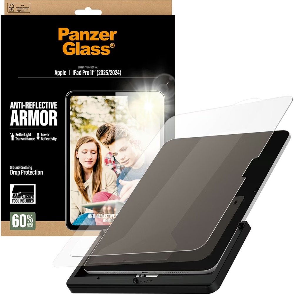 Szkło hartowane antyrefleksyjne z aplikatorem PanzerGlass Anti-Reflective Armor Aligner do iPad Pro 11″ 2025 / 2024