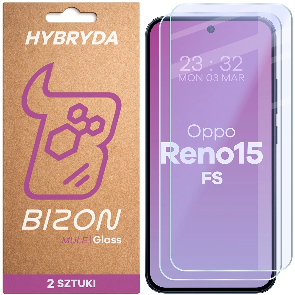 Elastyczne szkło hybrydowe Bizon Hybrid Mule Duo do Oppo Reno 15 FS, 2 sztuki