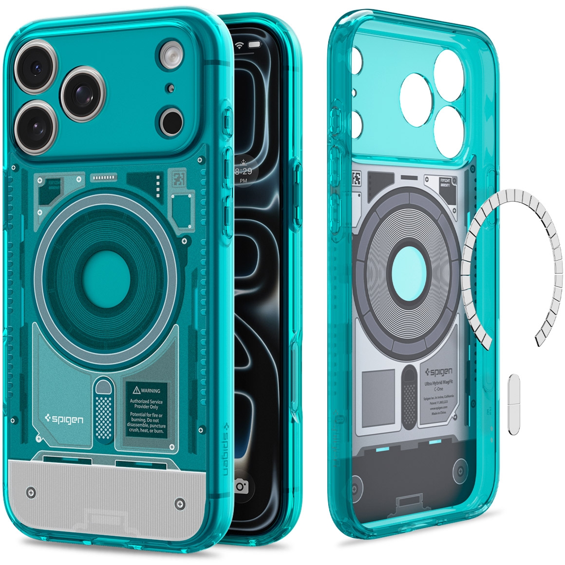 Etui Spigen Ultra Hybrid Mag do MagSafe do iPhone 18 Pro / 17 Pro, turkusowe