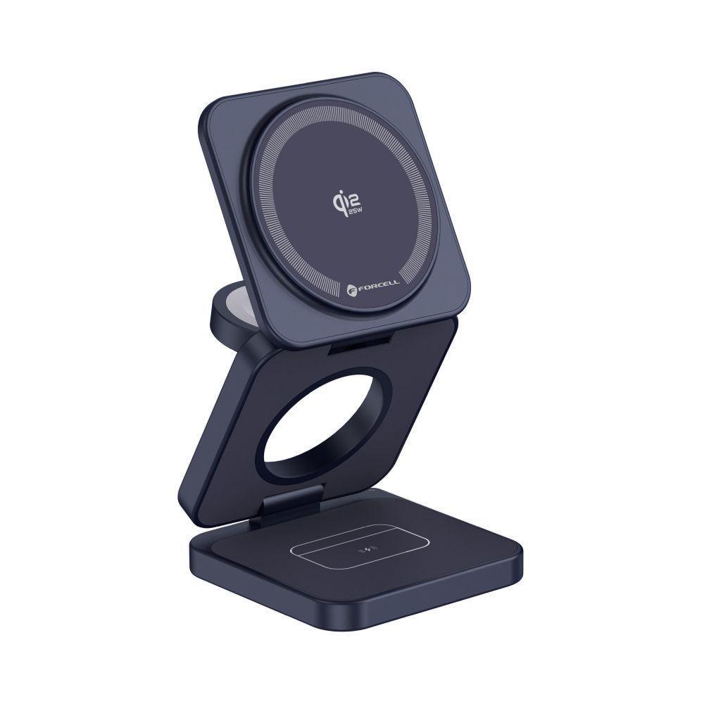 Ładowarka indukcyjna 3w1 Forcell F-Energy AluFold Pro, Qi2.2 do MagSafe, 25W, gratanowa