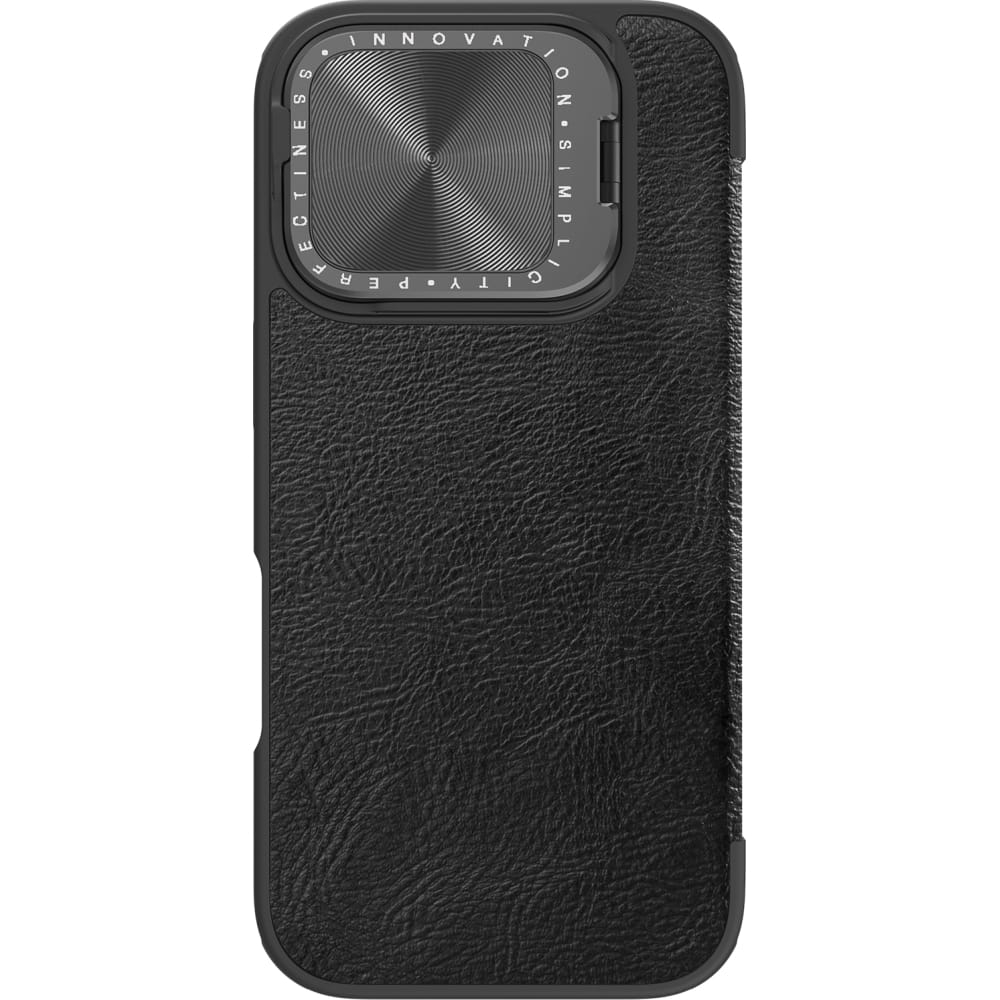Image of Etui z klapką i ochroną aparatu Nillkin Qin Prop do iPhone 16 Pro Max, czarne