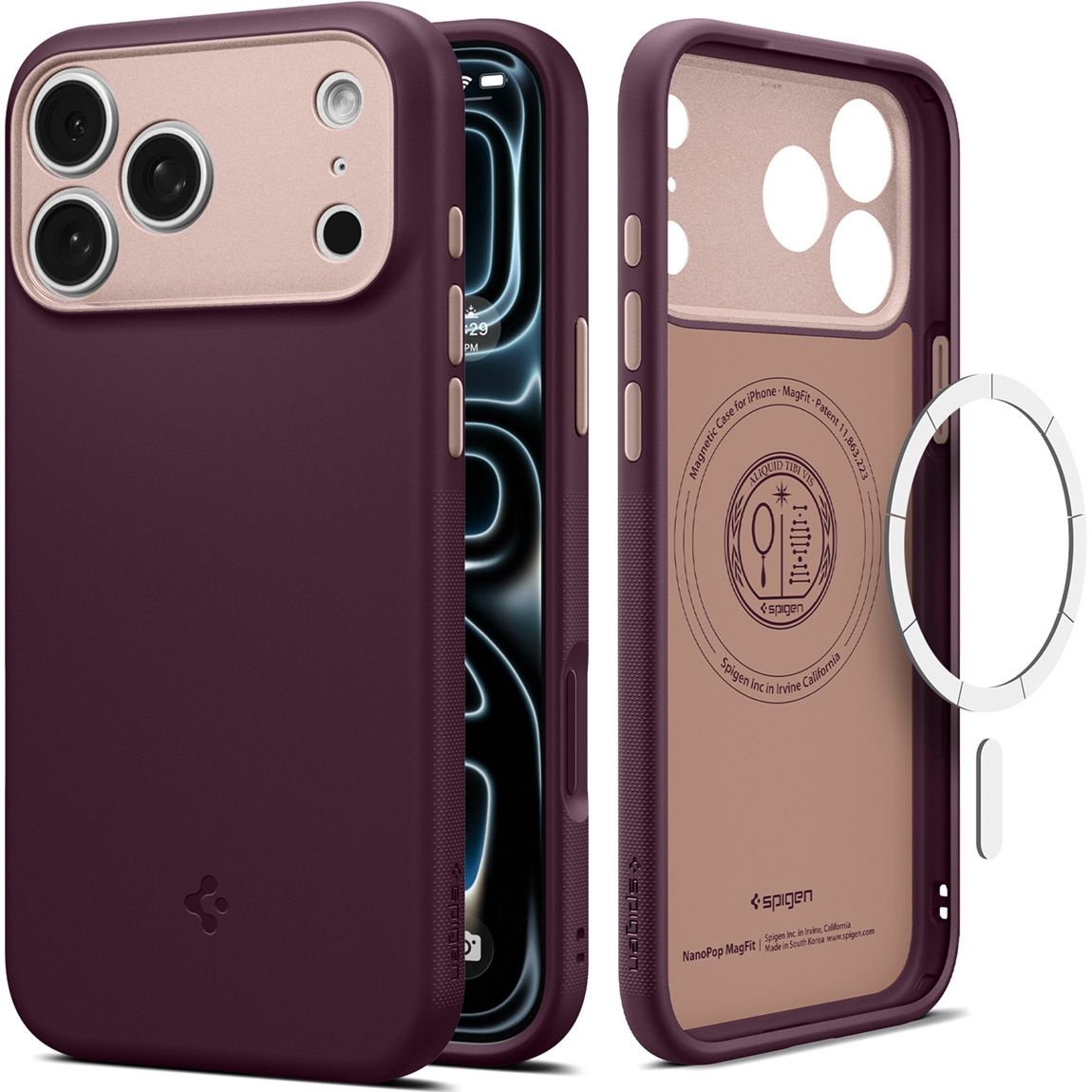 Etui Spigen Nano Pop Mag do MagSafe do iPhone 18 Pro, bordowo-różowe