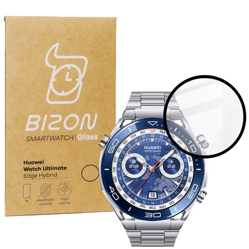 Image of Szkło hybrydowe Bizon Glass Watch Edge Hybrid dla Huawei Watch Ultimate, czarne