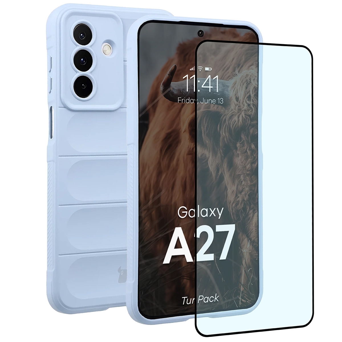 Pancerne etui + szkło hartowane Bizon Tur Pack do Galaxy A27 5G, jasnoniebieskie