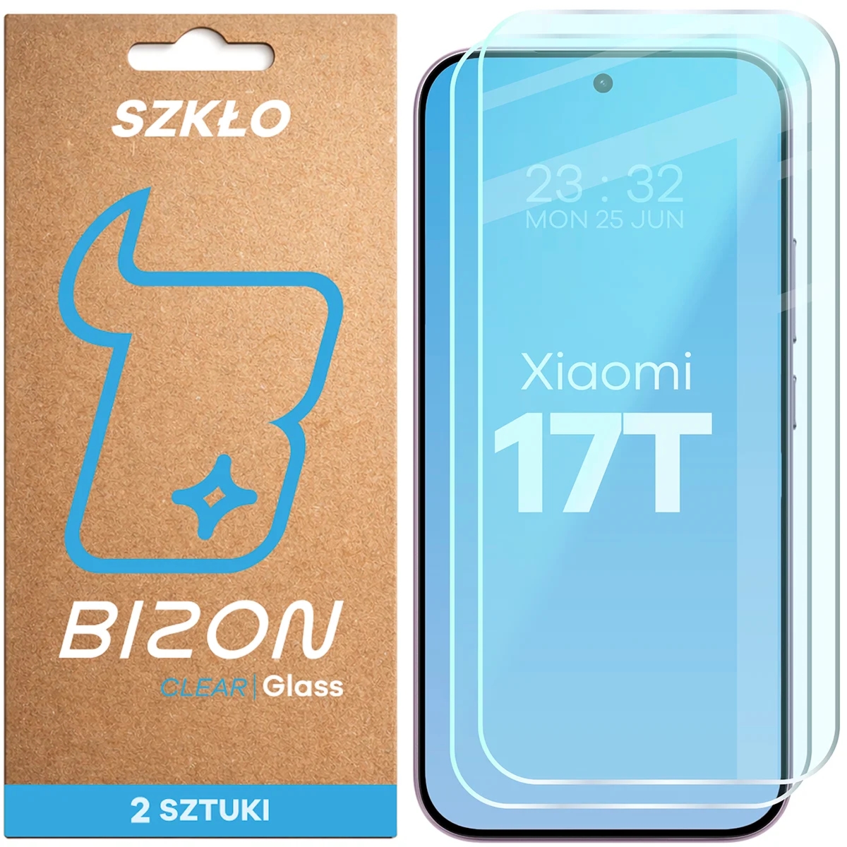 Szkło hartowane Bizon Glass Clear Duo do Xiaomi 17T, 2 sztuki