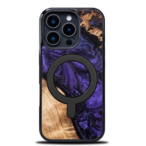 Image of Drewniane etui do iPhone 16 Pro, Bewood Unique Violet do MagSafe