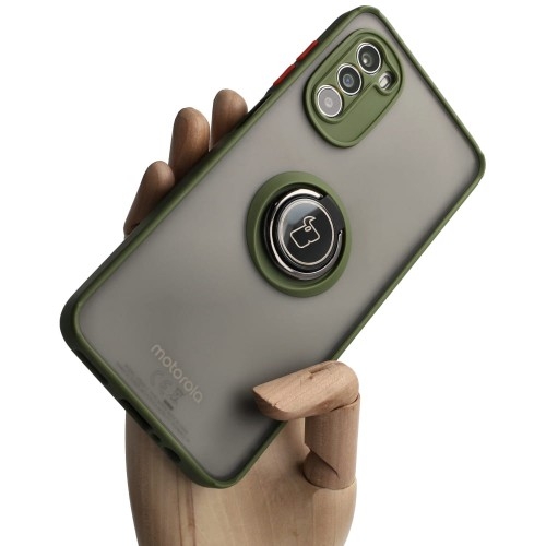 Image of Etui Bizon Case Hybrid Ring do Motorola Moto G52/G82, jasnozielone