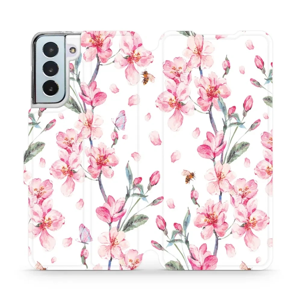 Etui z klapką do Galaxy S21 Plus, Mobiwear Book, różowa wiosna
