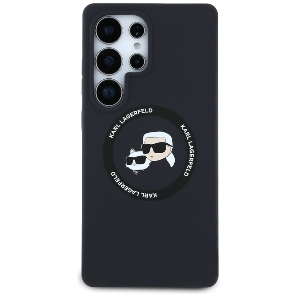 Etui Karl Lagerfeld Hard Case Silicone Karl & Choupette Heads Ring MagSafe do Galaxy S25 Ultra, czarne