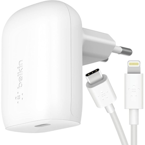 Image of Ładowarka sieciowa Belkin Boost USB-C PD 3.0 PPS MFi 30W + kabel Lightning 1m, biała