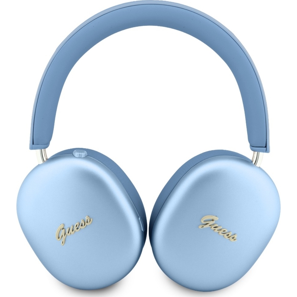 Bezprzewodowe słuchawki nauszne Guess BT Wireless Headphones ENC Metallic Effect Metal Script Logo Bluetooth 5.4, błękitne