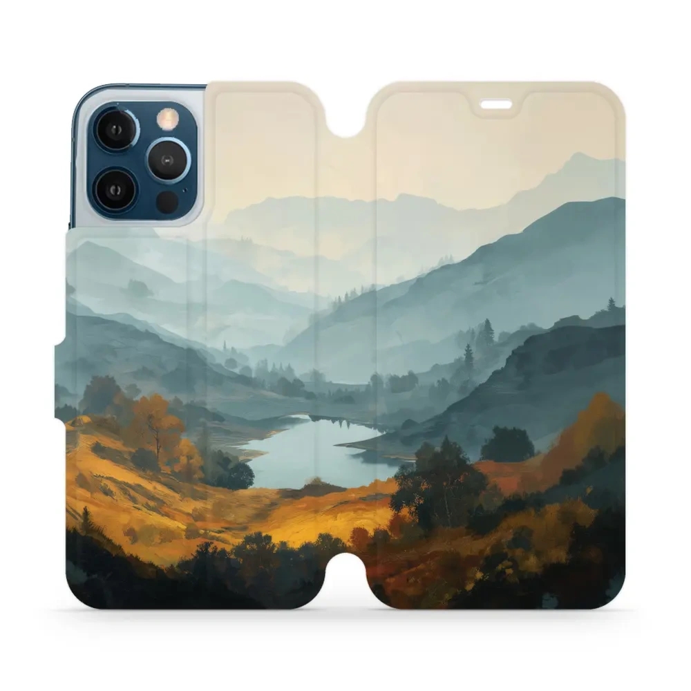 Etui z klapką do iPhone 12 Pro Max, Mobiwear Book, jezioro w dolinie