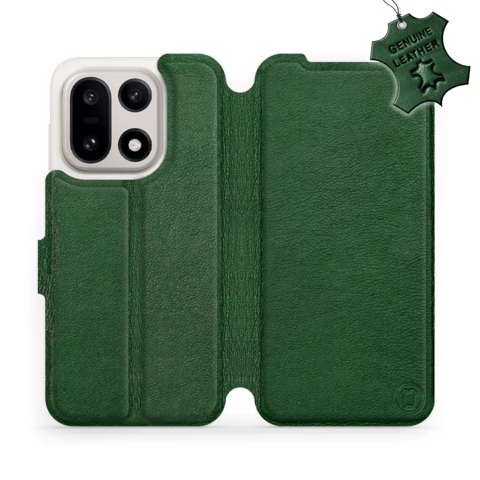 Etui z naturalnej skóry do OnePlus 15, Mobiwear Leather, zielone