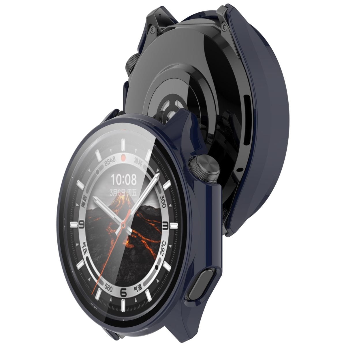 Etui ze szkłem do zegarka Bizon Case Watch Adamo do OnePlus Watch 3 / Oppo Watch X2, niebieskie