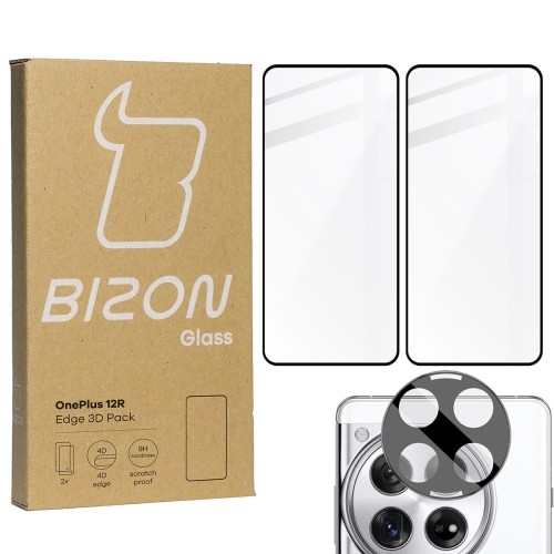 Image of 2x Szkło + szybka na aparat BIZON Edge 3D do OnePlus 12R