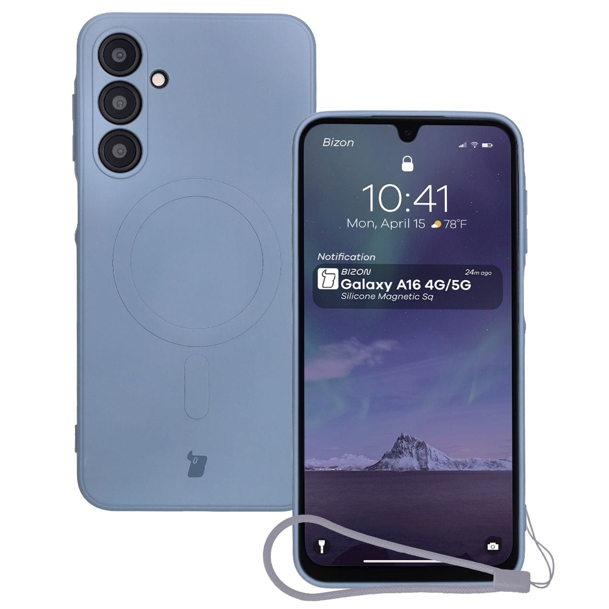 Image of Silikonowe etui z pierścieniem magnetycznym Bizon Case Silicone Magnetic Sq do Galaxy A16 4G / 5G, szare