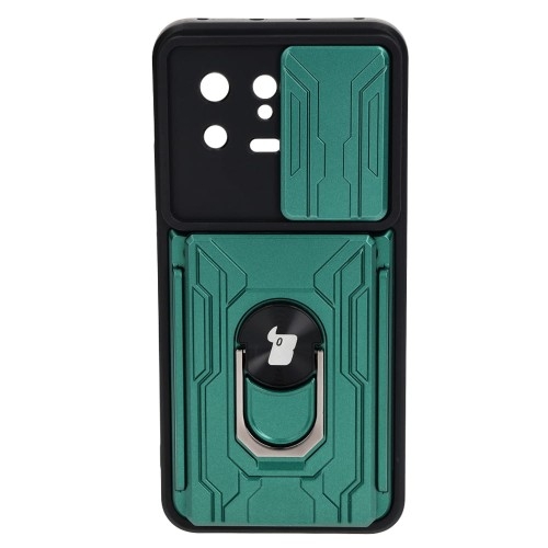 Image of Etui Bizon Case Camshield Card Slot Ring do Xiaomi 13, zielone