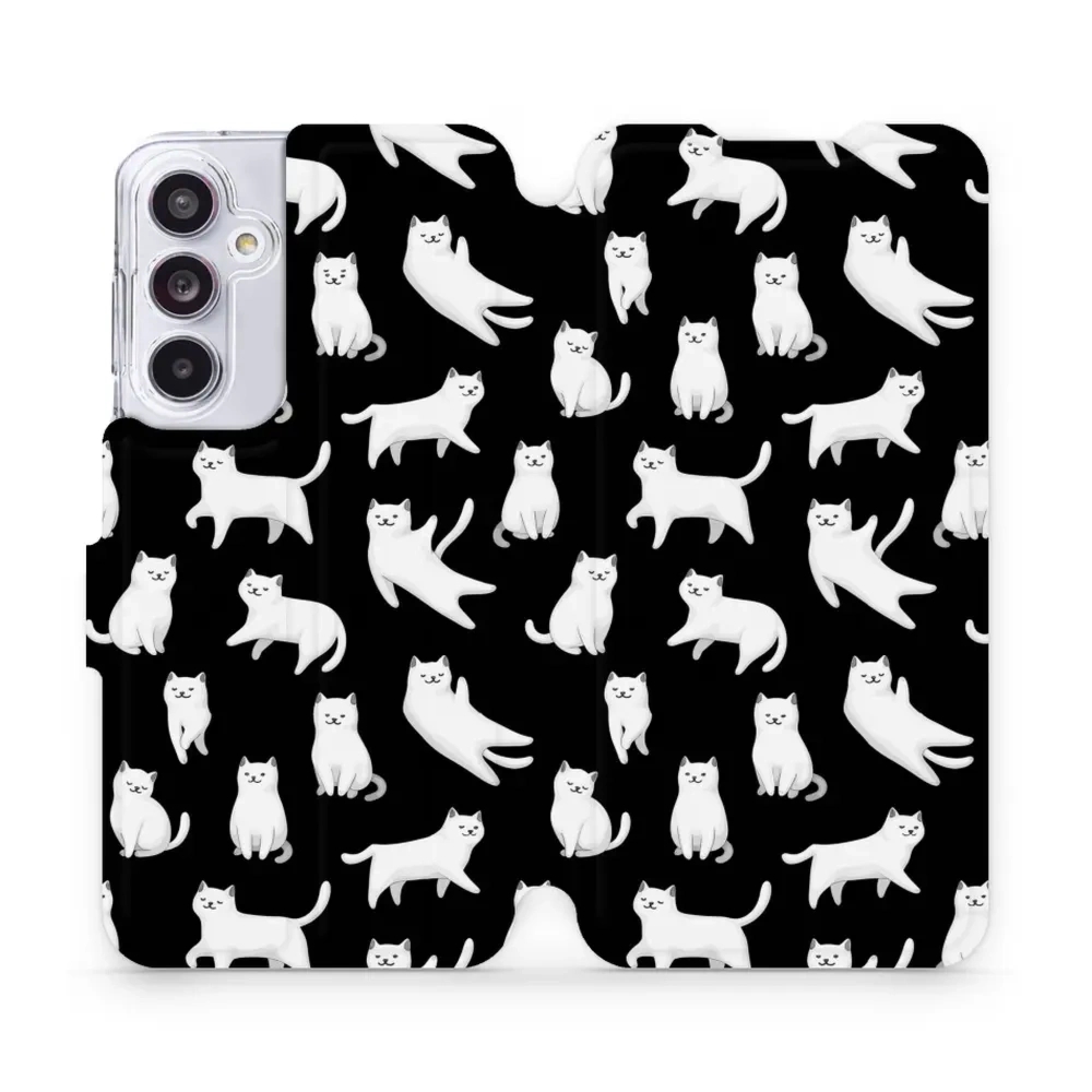 Etui z klapką do Galaxy A55 5G, Mobiwear Book, kotki luna