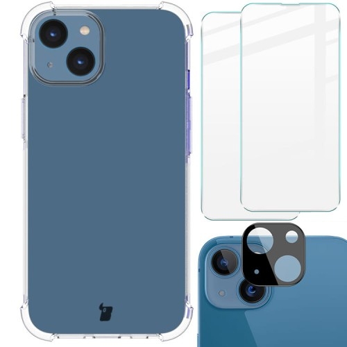 Image of Etui + 2x szkło + obiektyw Bizon Case Clear Pack do iPhone 14, przezroczyste