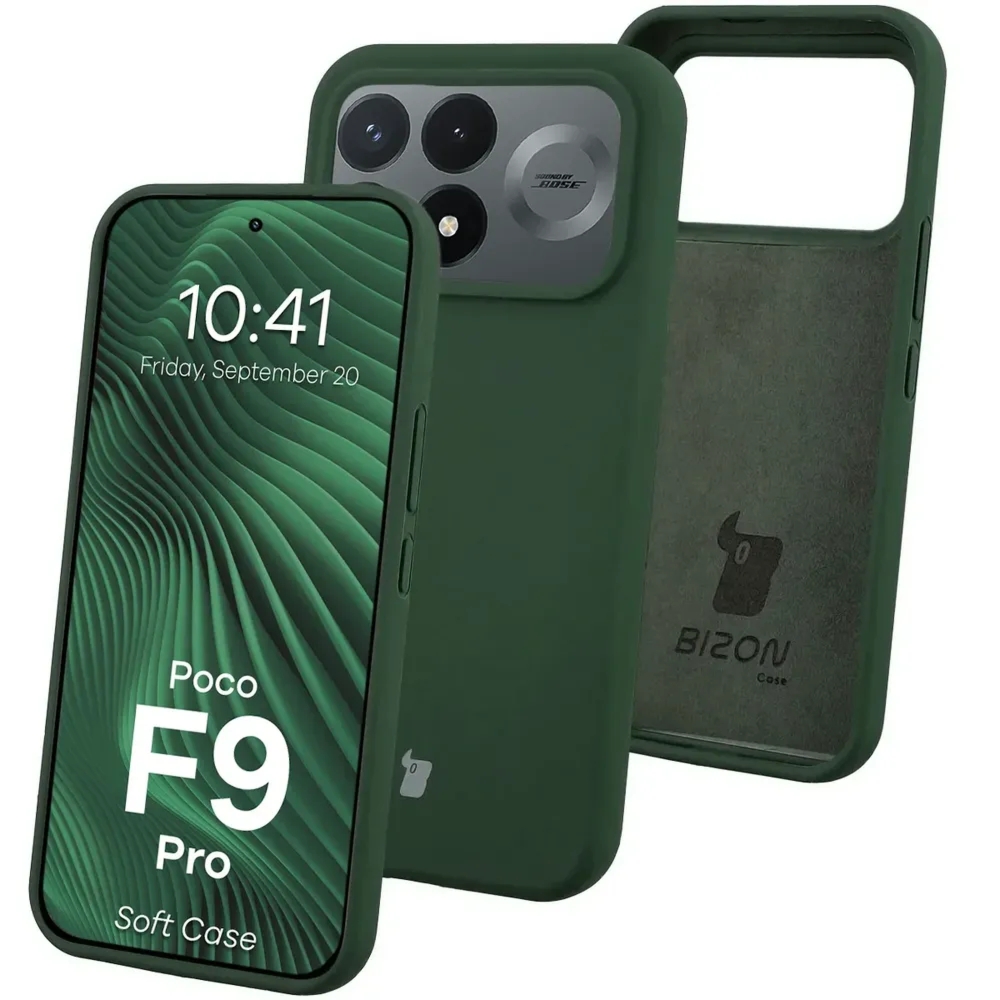 Silikonowe etui Bizon Soft Case do Xiaomi POCO F9 Pro, ciemnozielone