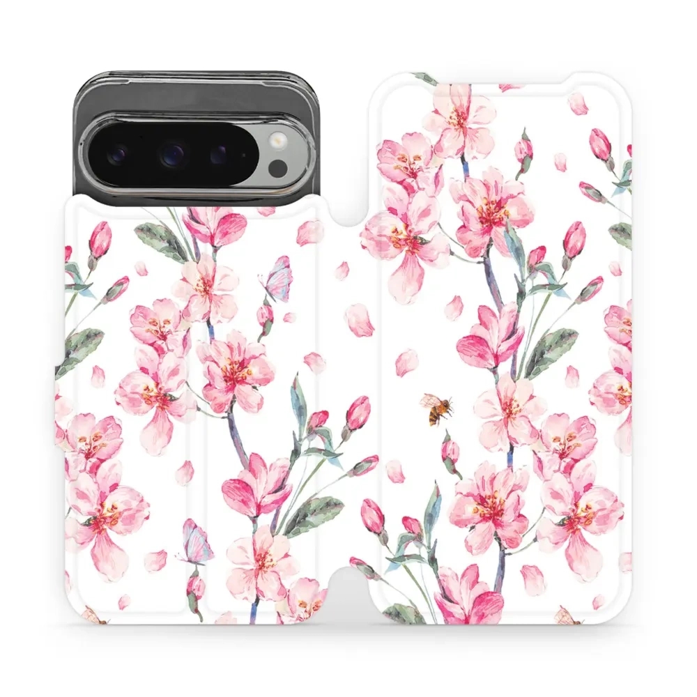 Etui z klapką do Google Pixel 9 Pro XL, Mobiwear Book, różowa wiosna