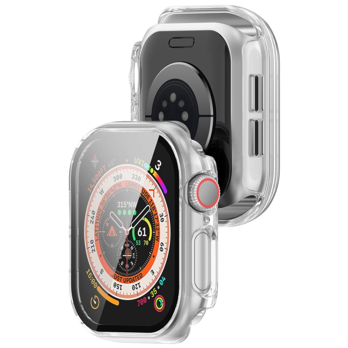 Etui ze szkłem do zegarka Bizon Case Watch Adamo do Apple Watch 11 / 10 42mm, przeźroczyste