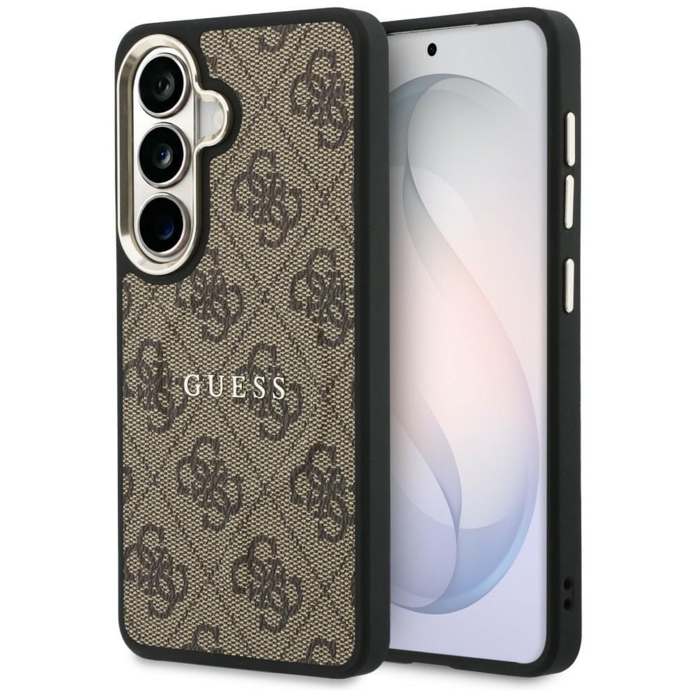 Etui Guess Hardcase Leather Logo MagSafe do Galaxy S26, brązowe Classic Logo Guess