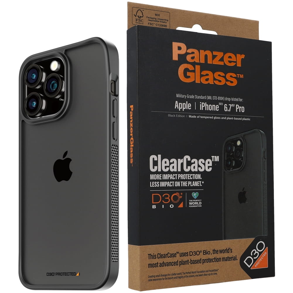 Image of OUTLET: Etui antybakteryjne PanzerGlass ClearCase do iPhone 15 Pro Max,czarne