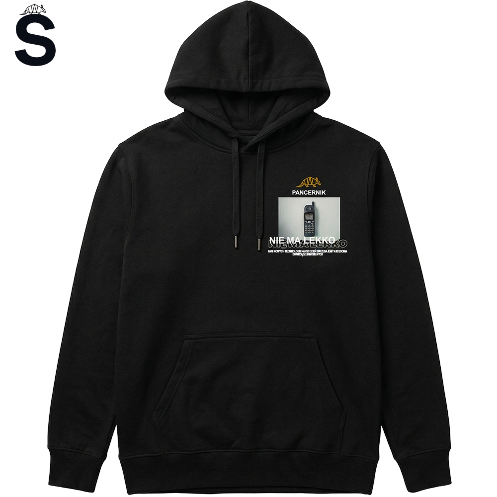 Bluza z kapturem, hoodie Pancernik Retro (nie ma lekko), czarna S