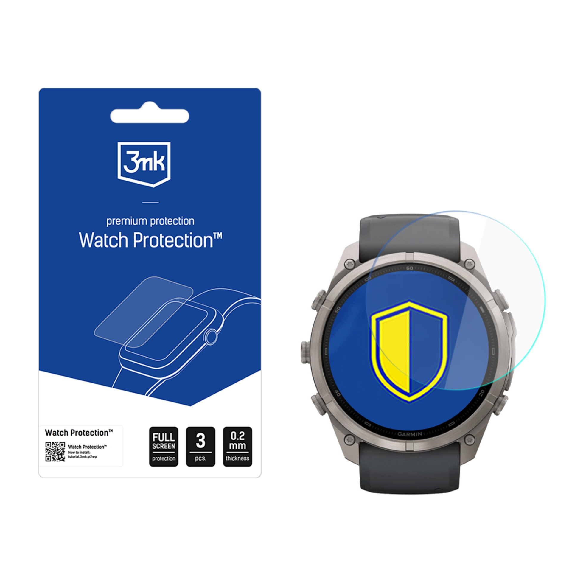 Szkło hybrydowe 3mk Watch Protection do Garmin Fenix 9 Pro 51mm, 3 sztuki
