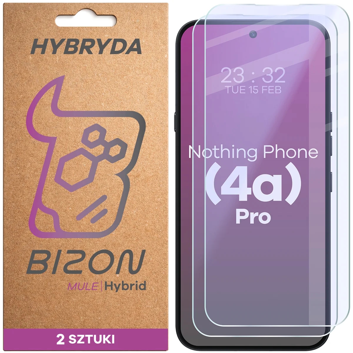 Elastyczne szkło hybrydowe Bizon Hybrid Mule Duo do Nothing Phone (4a) Pro, 2 sztuki