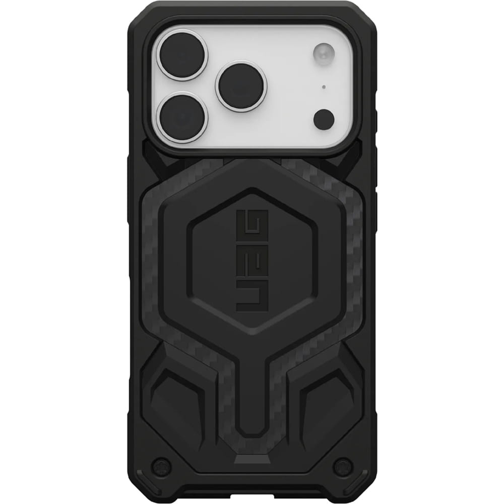 Etui pancerne UAG Monarch Pro Mag do MagSafe do iPhone 18 Pro / 17 Pro, czarne z włóknem węglowym