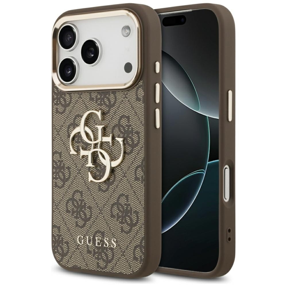 OUTLET: Etui Guess Hardcase 4G Big 4G Classic Logo do iPhone 17 Pro, brązowe