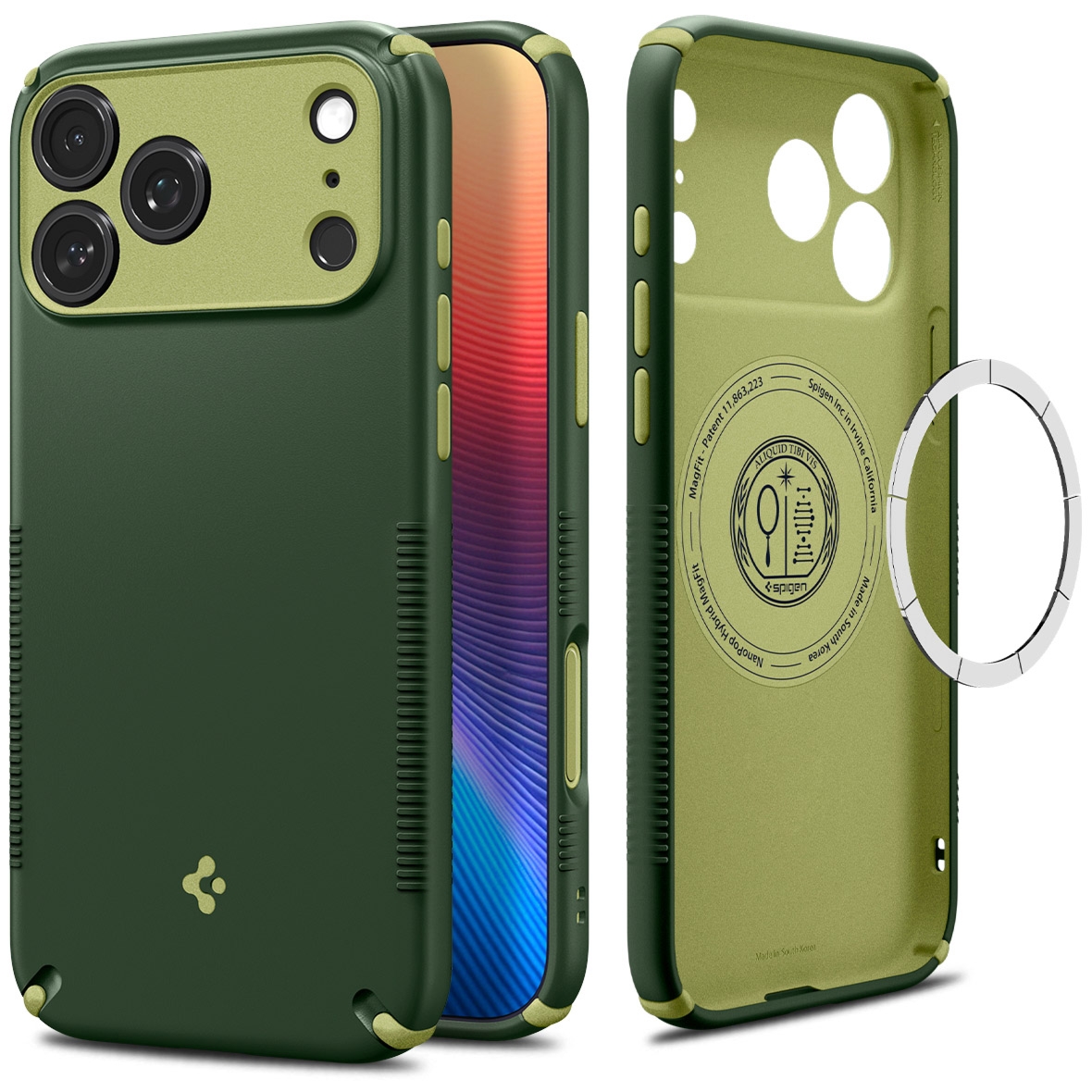 Etui Spigen Nano Pop Hybrid Mag do MagSafe do iPhone 18 Pro, zielone