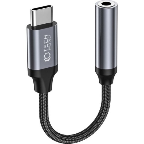 Image of Kabel / adapter Tech-Protect UltraBoost przejściówka do słuchawek USB-C na Mini Jack 3.5mm, czarny