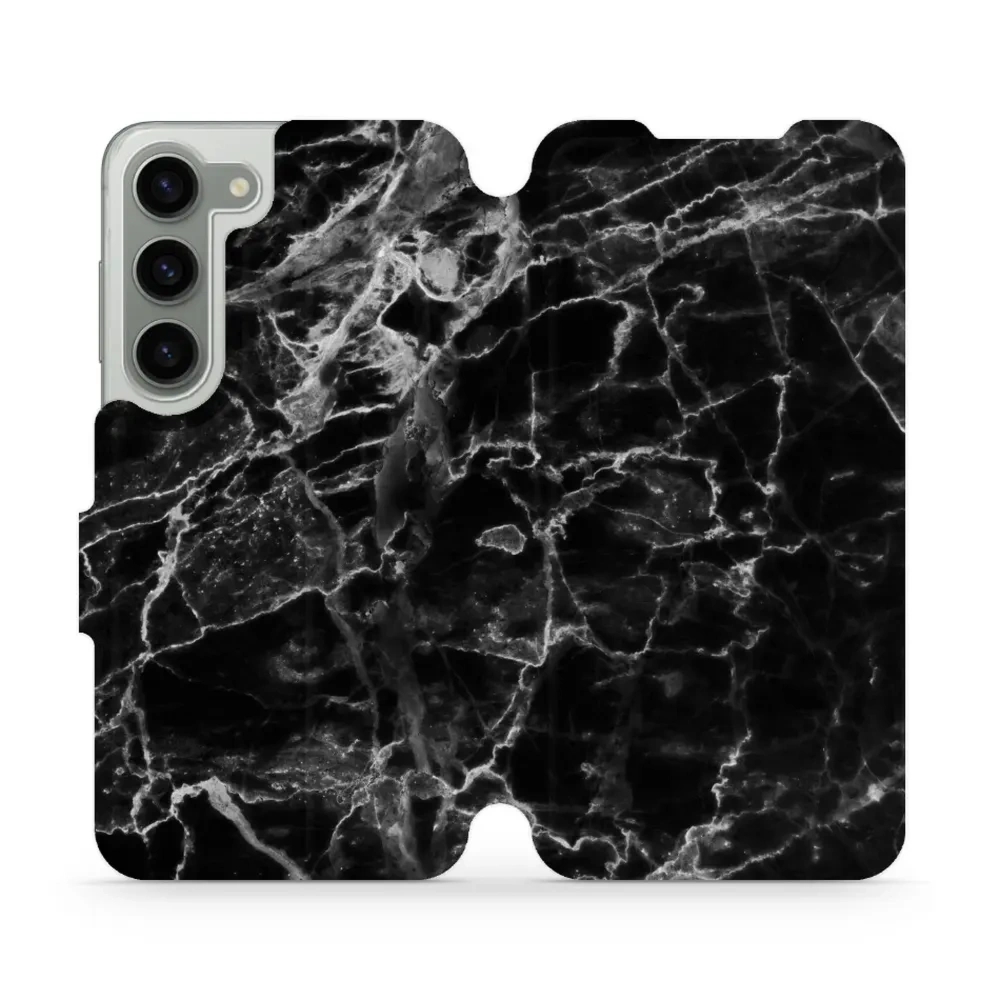 Etui z klapką do Galaxy S23, Mobiwear Book, czarny marmur