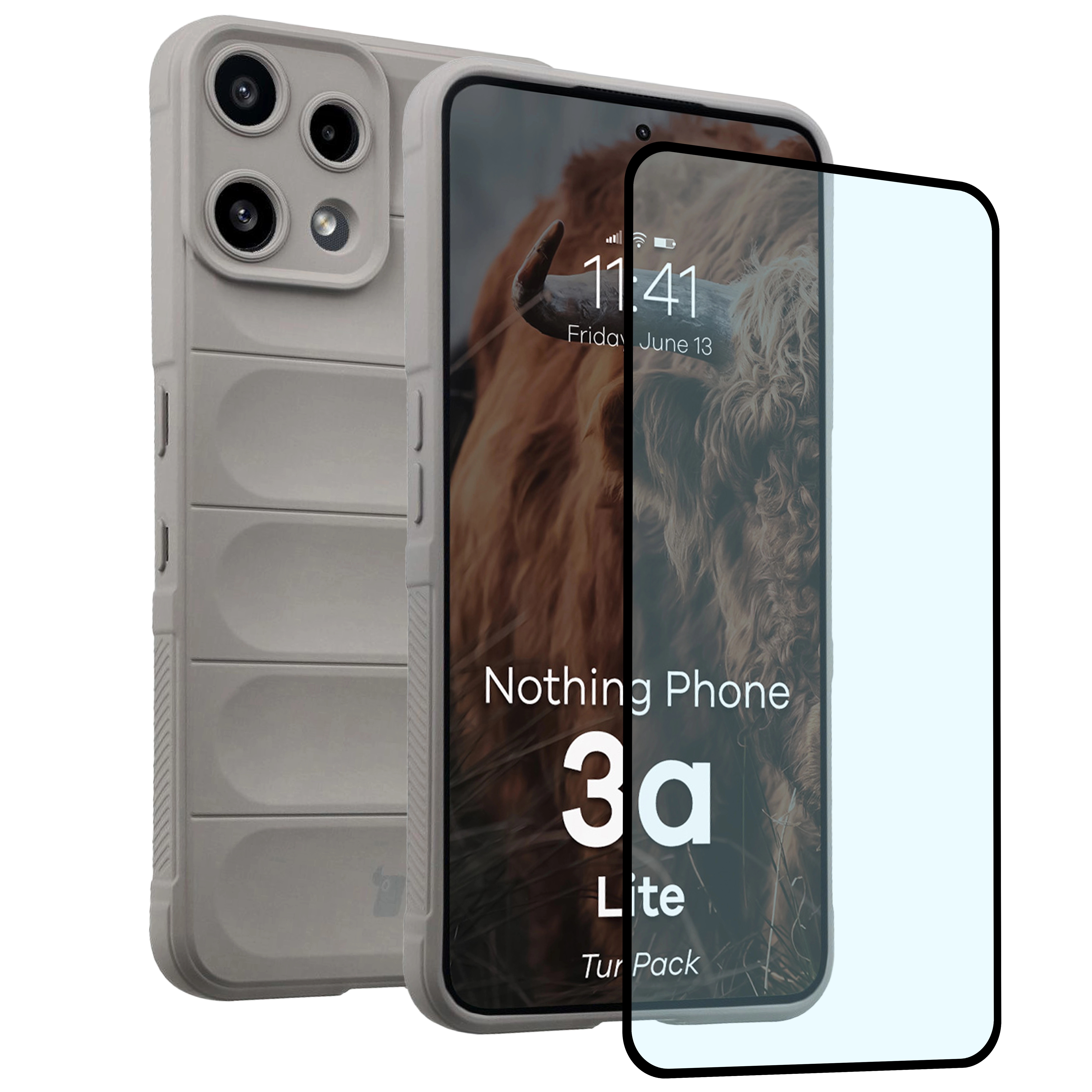 Pancerne etui + szkło hartowane Bizon Tur Pack do Nothing Phone (3a) Lite, jasnoszare