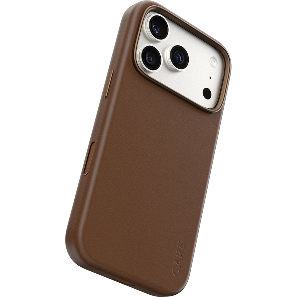 Etui ze skóry wegańskiej CARE by PanzerGlass Solo Vegan Leather Case do MagSafe do iPhone 18 Pro / 17 Pro, brązowe