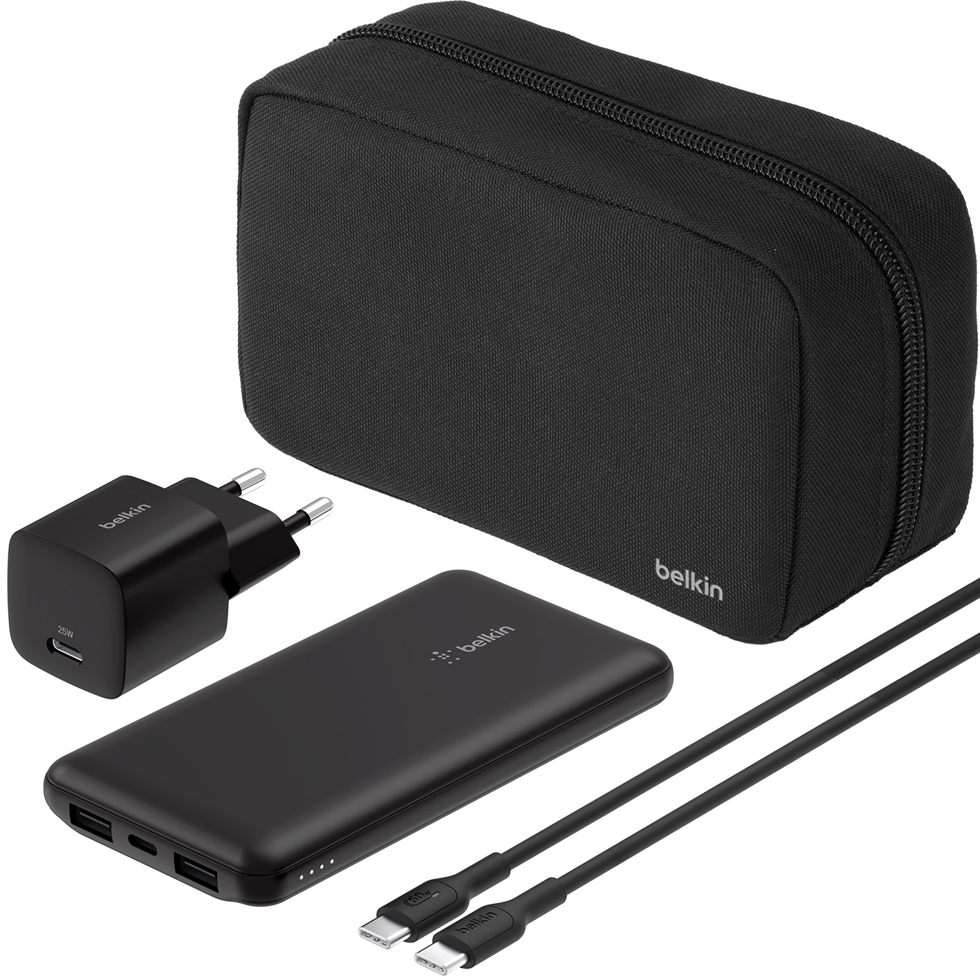 Bateria Belkin Boost Bundle Power Bank 10K 15W 10000 mAh + ładowarka sieciowa z kablem USB-C + etui, czarne