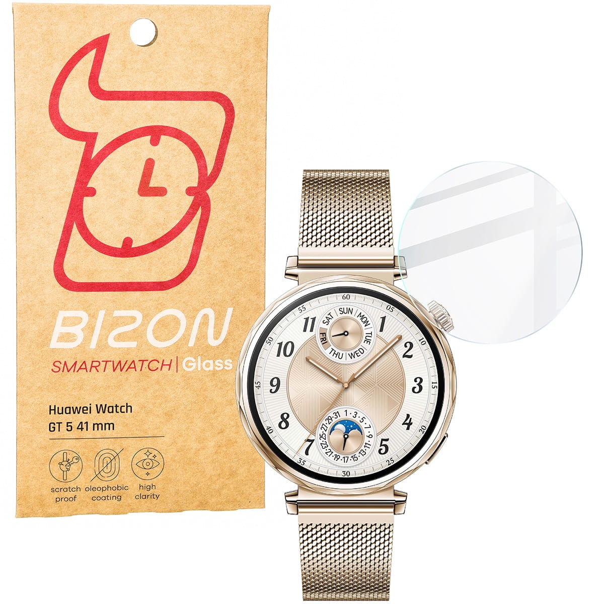 Image of Szkło hartowane na ekran Bizon Glass Watch Clear do Huawei Watch GT 5 41 mm