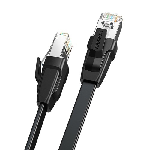 Image of Kabel sieciowy płaski LAN Ethernet Ugreen RJ45 Cat 8 U/FTP, 256 Gbps, 2m, czarny
